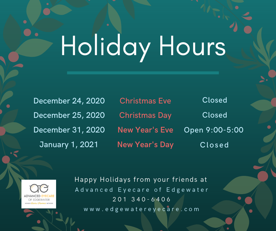 Advanced Eyecare of Edgewater Holiday Hours 2020